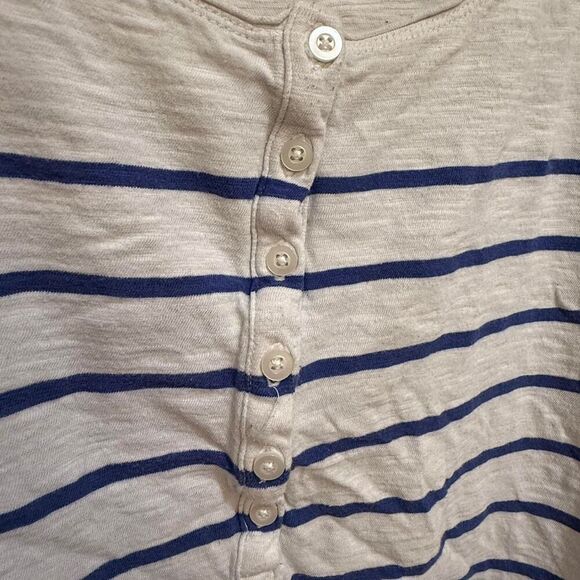 Women's Land's End White & Blue Striped 3/4 Sleeve Nautical Shirt - Picture 4 of 5